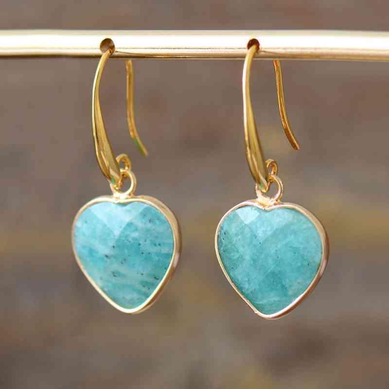 Go-To Fashion Natural Stone Heart Drop Earrings-MXSTUDIO.COM