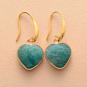 Go-To Fashion Natural Stone Heart Drop Earrings-MXSTUDIO.COM