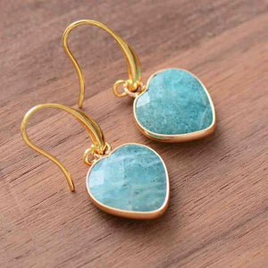 Go-To Fashion Natural Stone Heart Drop Earrings-MXSTUDIO.COM