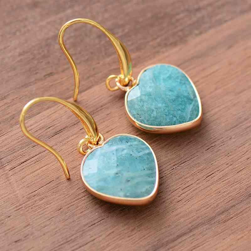 Go-To Fashion Natural Stone Heart Drop Earrings-MXSTUDIO.COM