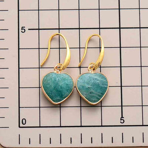 Go-To Fashion Natural Stone Heart Drop Earrings-MXSTUDIO.COM