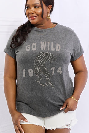 Go Wild 1974 Graphic Plus Size Tiger T Shirt - MXSTUDIO.COM