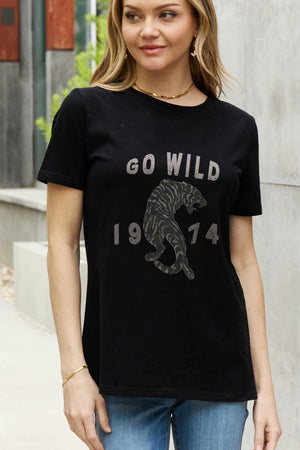 Go Wild 1974 Graphic Plus Size Tiger T Shirt - MXSTUDIO.COM