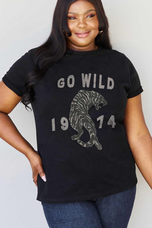 Go Wild 1974 Graphic Plus Size Tiger T Shirt - MXSTUDIO.COM