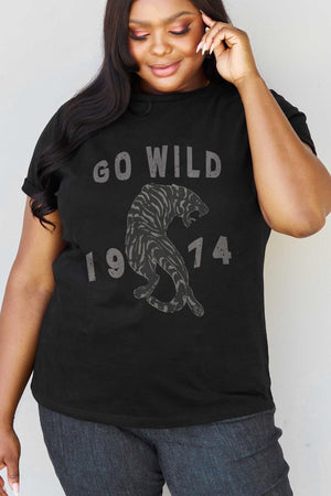 Go Wild 1974 Graphic Plus Size Tiger T Shirt - MXSTUDIO.COM