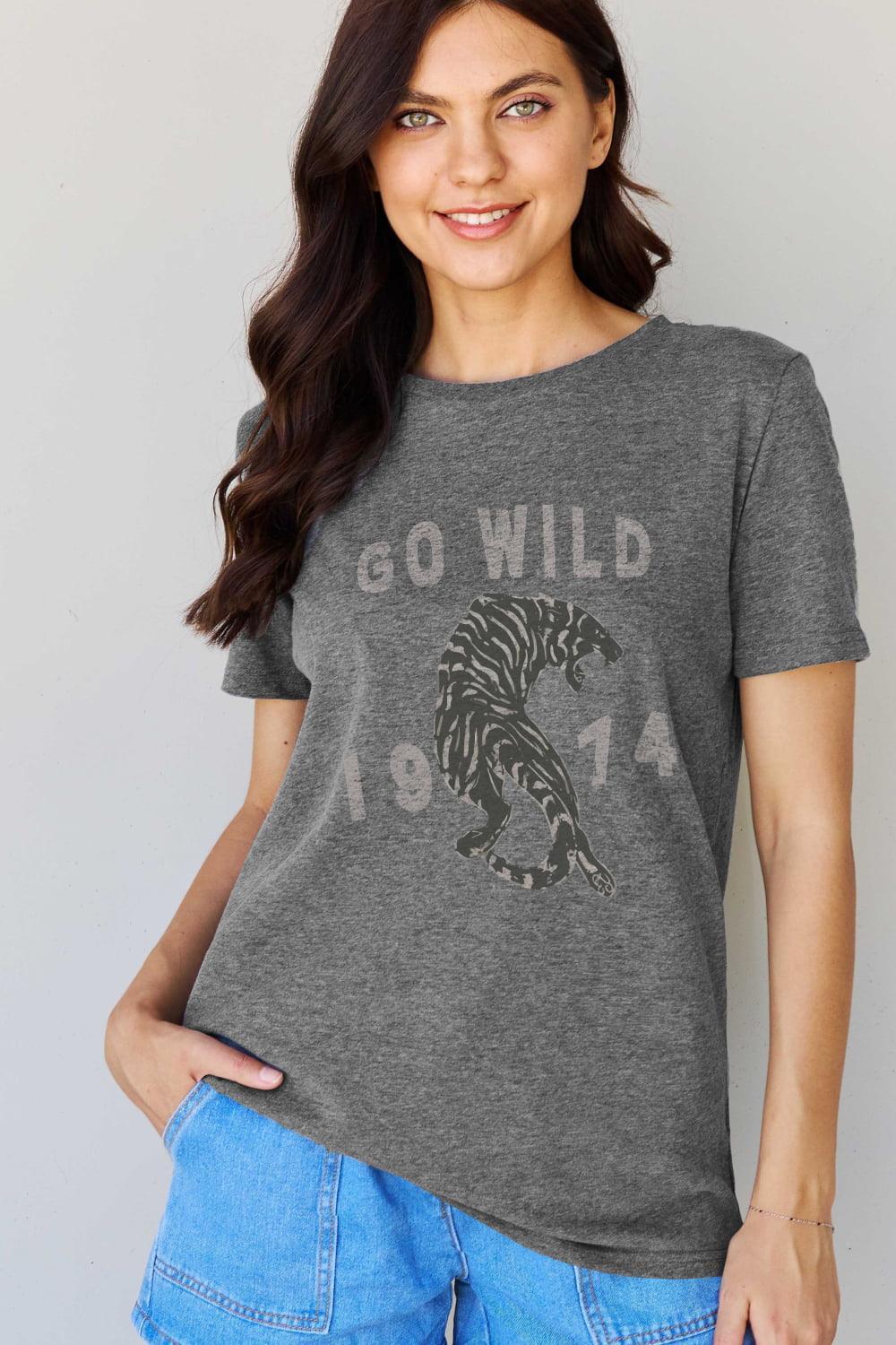 Go Wild 1974 Graphic Plus Size Tiger T Shirt - MXSTUDIO.COM