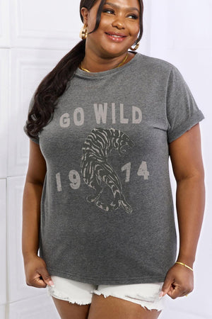 Go Wild 1974 Graphic Plus Size Tiger T Shirt - MXSTUDIO.COM