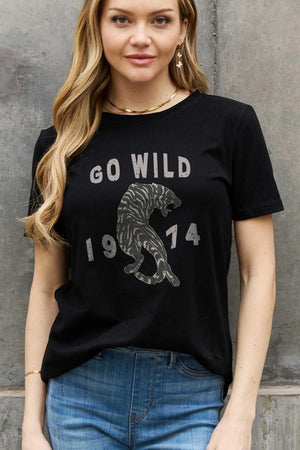 Go Wild 1974 Graphic Plus Size Tiger T Shirt - MXSTUDIO.COM