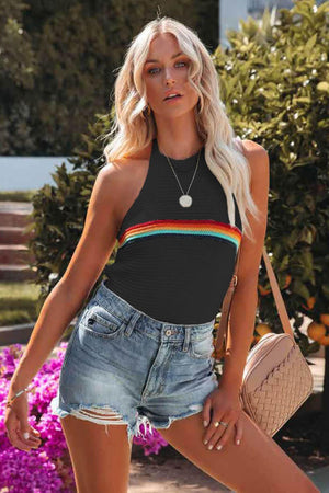 Going for A Trip Knit Halter Neck Tank Top - MXSTUDIO.COM