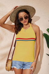 Going for A Trip Knit Halter Neck Tank Top - MXSTUDIO.COM