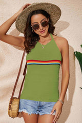 Going for A Trip Knit Halter Neck Tank Top - MXSTUDIO.COM