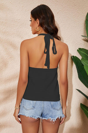 Going for A Trip Knit Halter Neck Tank Top - MXSTUDIO.COM