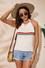 Going for A Trip Knit Halter Neck Tank Top - MXSTUDIO.COM