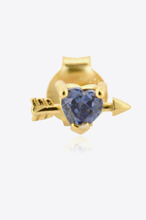 Gold Plated Heart-Shaped Tanzanite Stud Earrings - MXSTUDIO.COM