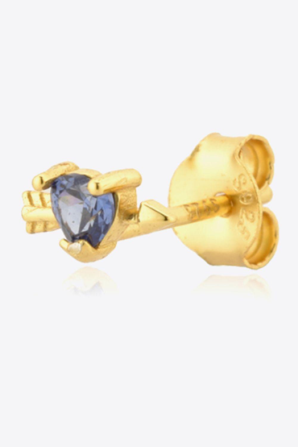 Gold Plated Heart-Shaped Tanzanite Stud Earrings - MXSTUDIO.COM