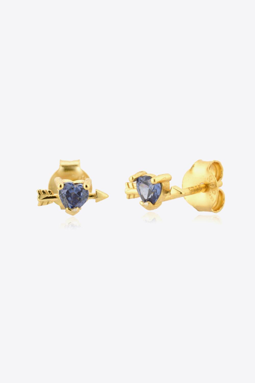 Gold Plated Heart-Shaped Tanzanite Stud Earrings - MXSTUDIO.COM