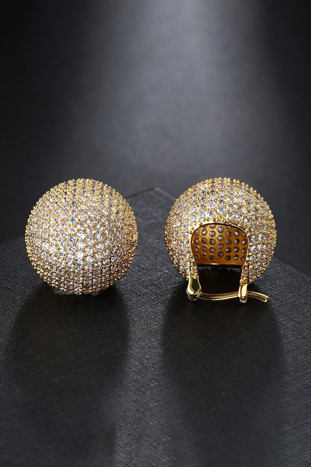 Gold Plated Inlaid Cubic Zirconia Brass Earrings - MXSTUDIO.COM