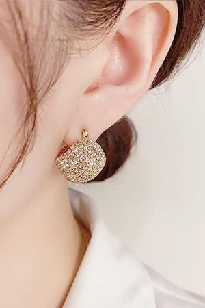 Gold Plated Inlaid Cubic Zirconia Brass Earrings - MXSTUDIO.COM