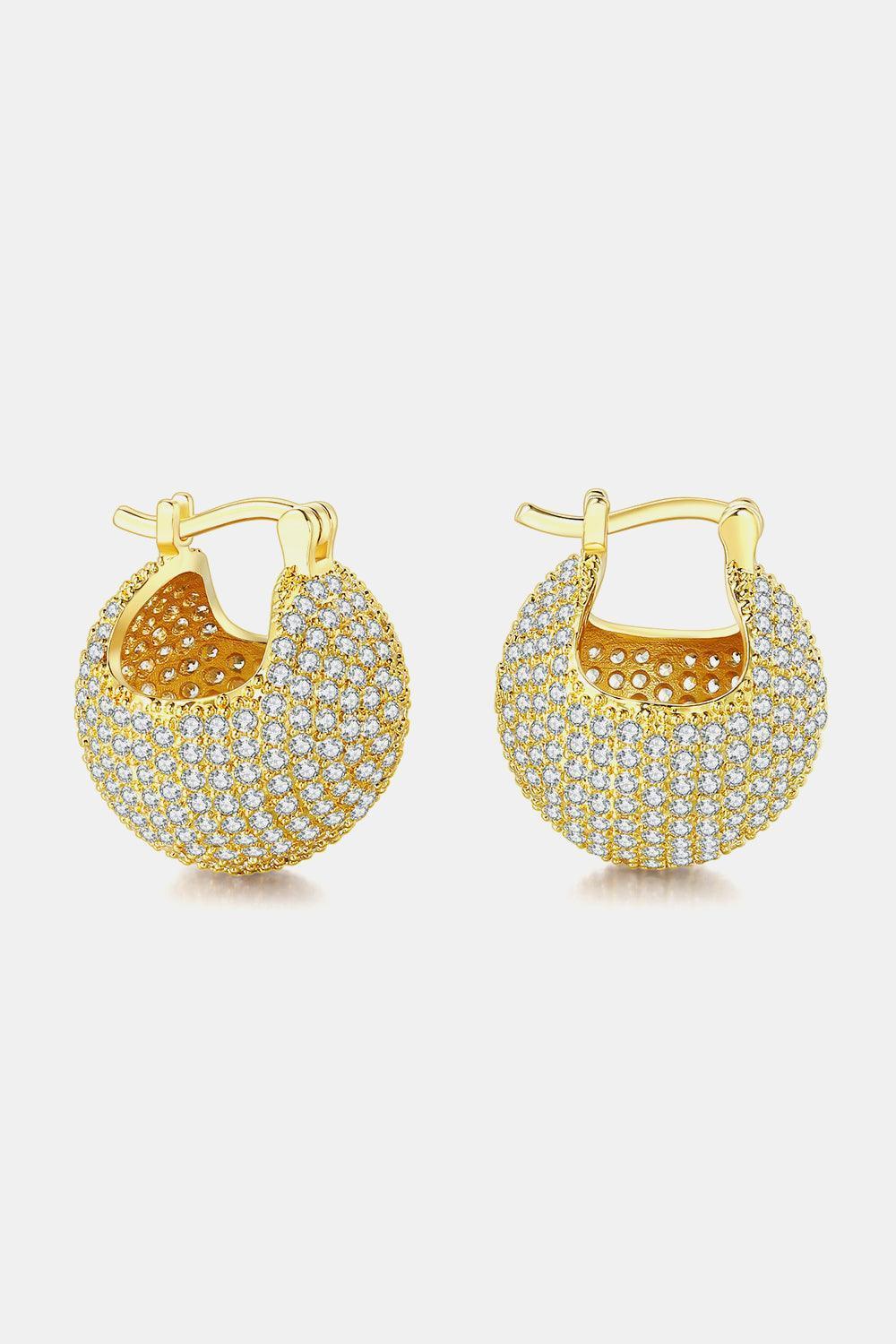 Gold Plated Inlaid Cubic Zirconia Brass Earrings - MXSTUDIO.COM