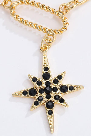 Gold Plated Rhinestone Accent Moon And Star Necklace - MXSTUDIO.COM