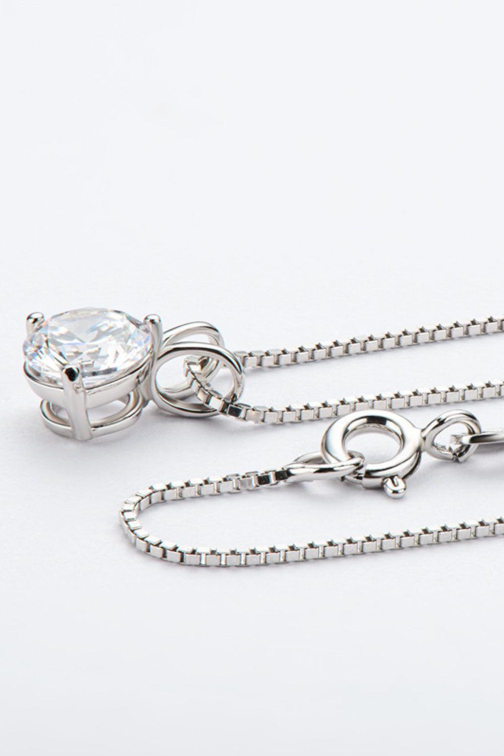 Gold/Platinum-Plated 1 Carat Moissanite Necklace Womens - MXSTUDIO.COM