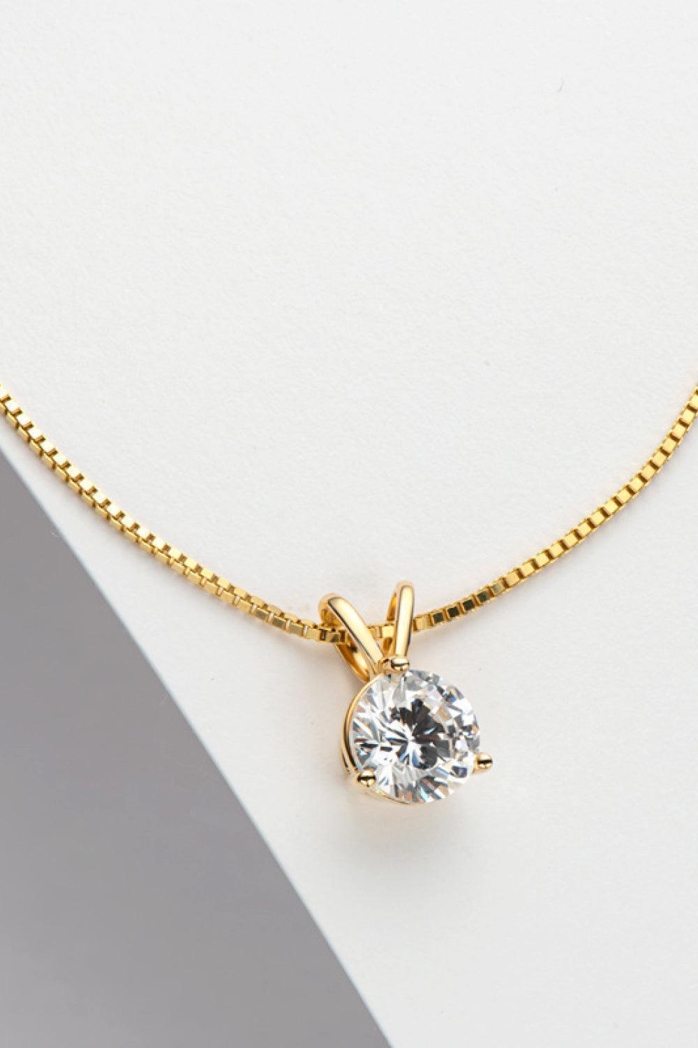 Gold/Platinum-Plated 1 Carat Moissanite Necklace Womens - MXSTUDIO.COM