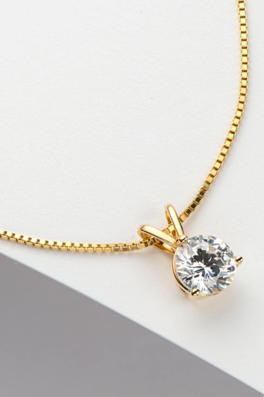 Gold/Platinum-Plated 1 Carat Moissanite Necklace Womens - MXSTUDIO.COM