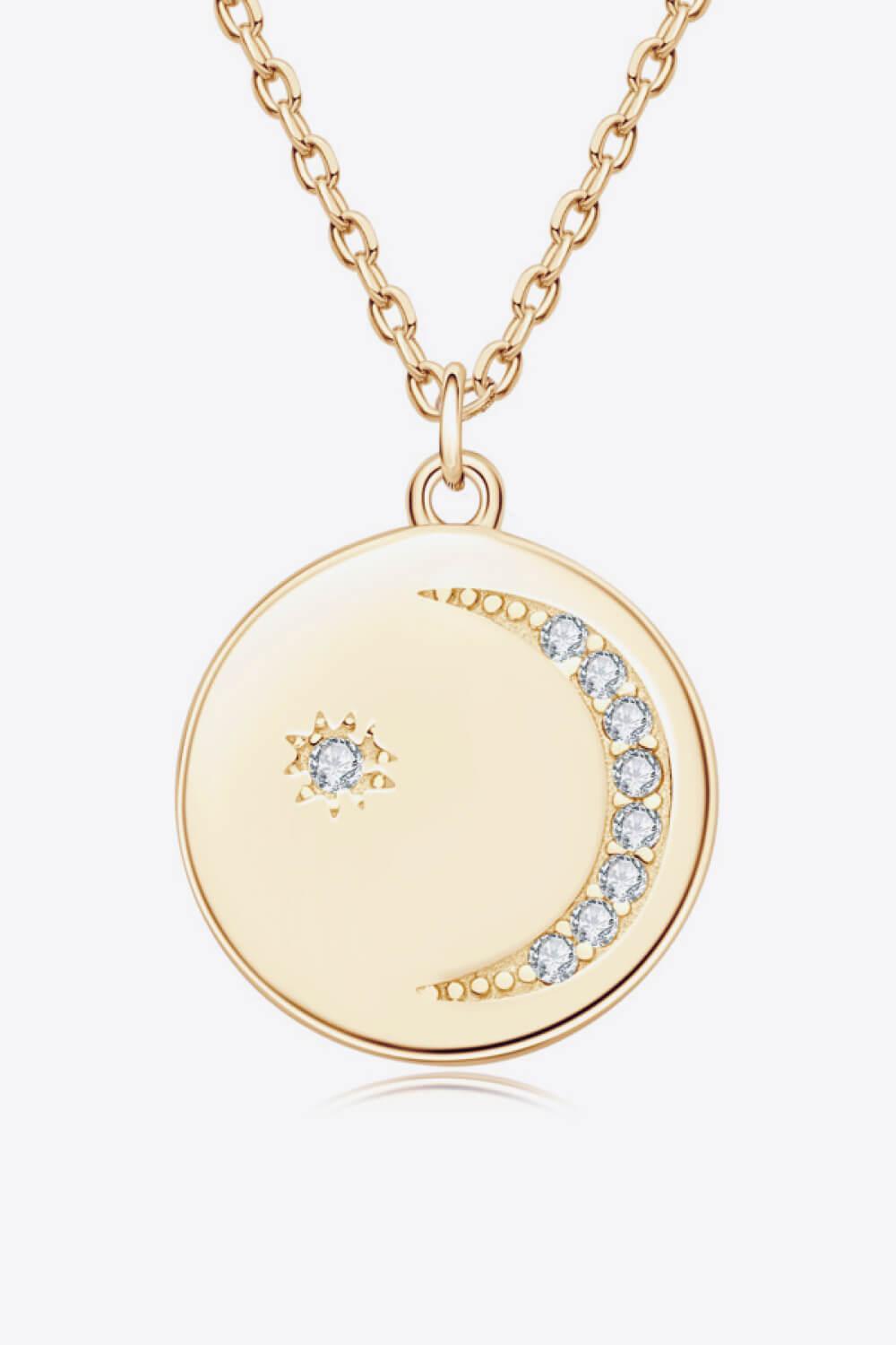 Gold/Platinum-Plated Round Moissanite Necklace Womens - MXSTUDIO.COM