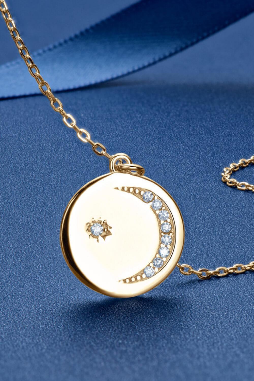 Gold/Platinum-Plated Round Moissanite Necklace Womens - MXSTUDIO.COM