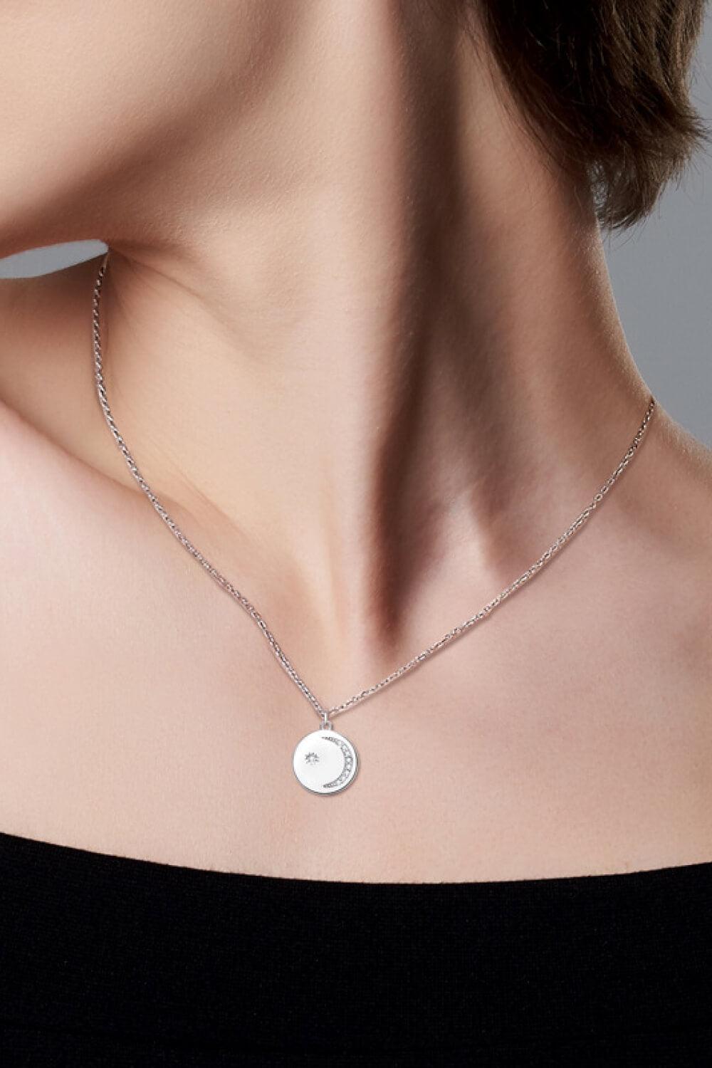 Gold/Platinum-Plated Round Moissanite Necklace Womens - MXSTUDIO.COM