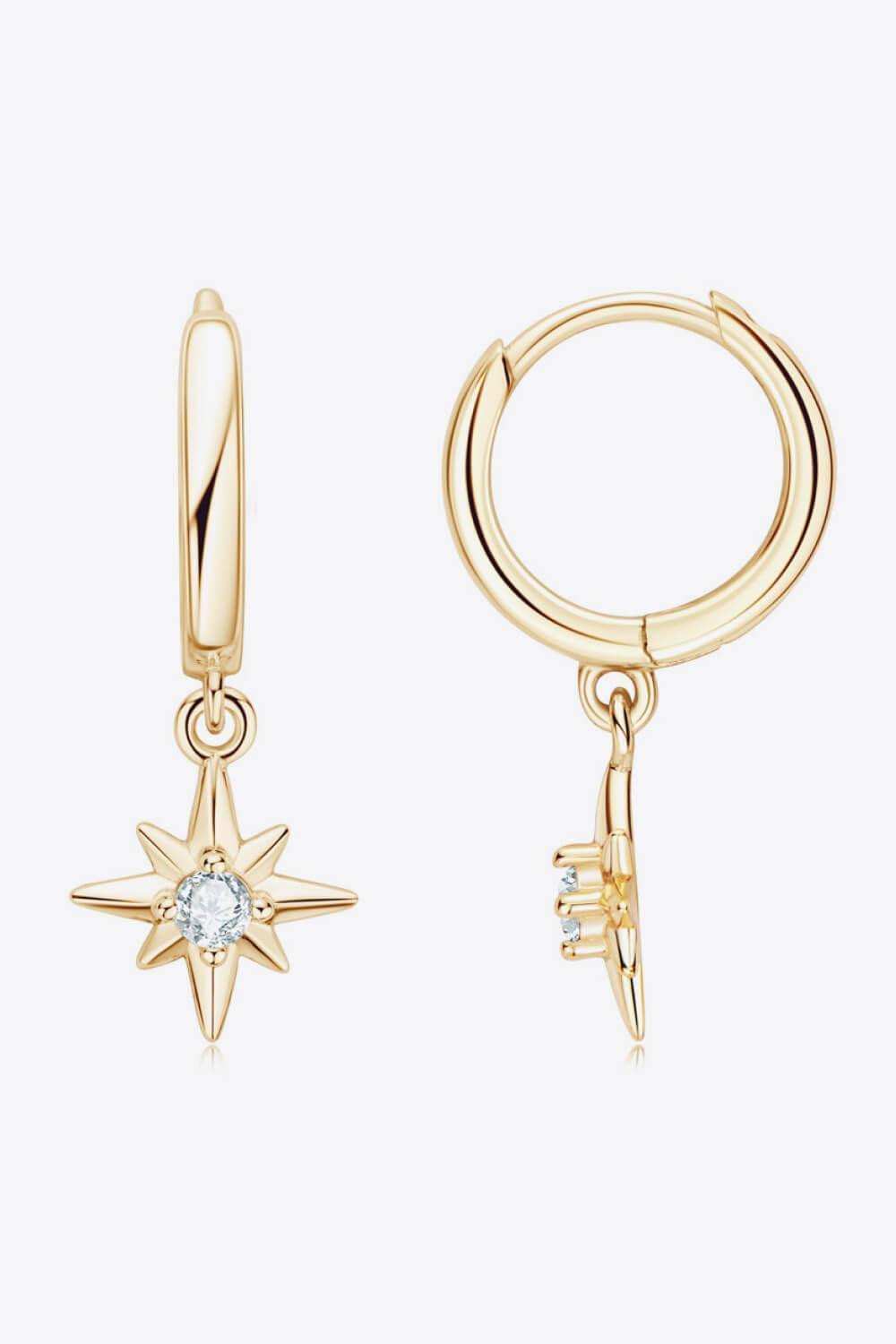 Gold/Platinum-Plated Star Moissanite Drop Earrings - MXSTUDIO.COM