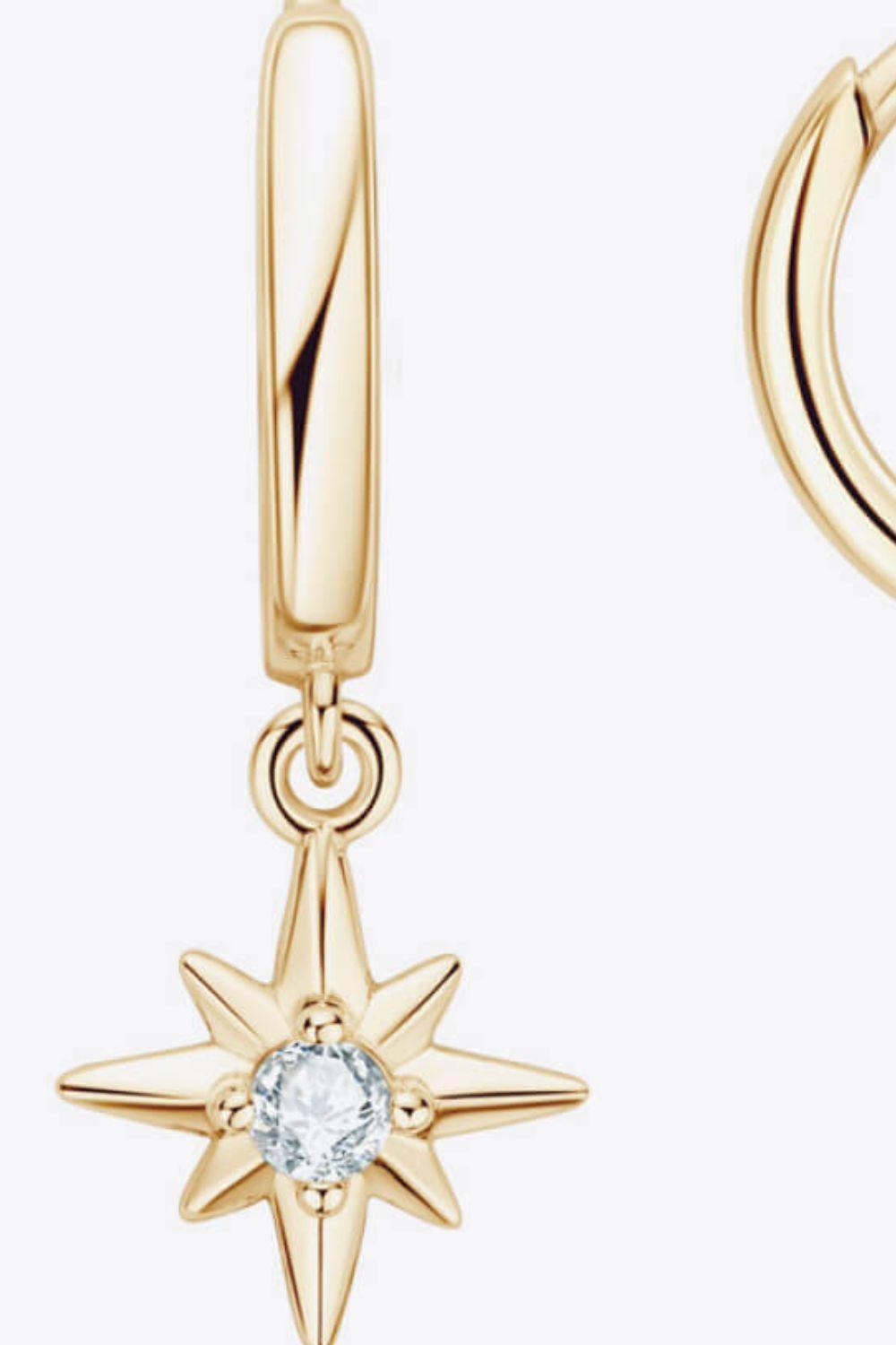 Gold/Platinum-Plated Star Moissanite Drop Earrings - MXSTUDIO.COM