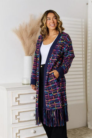 Good-Natured Fringe Hem Open Front Cardigan - MXSTUDIO.COM