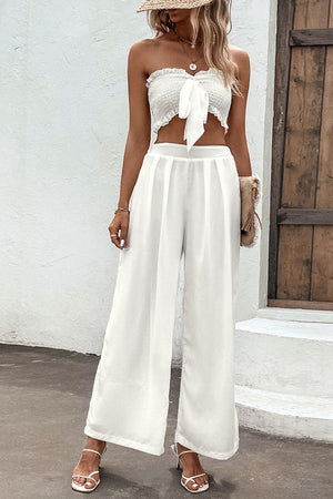 Good Times Tube Top and Wide Leg White Pants Set - MXSTUDIO.COM