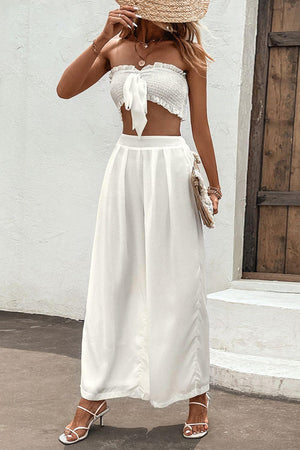 Good Times Tube Top and Wide Leg White Pants Set - MXSTUDIO.COM