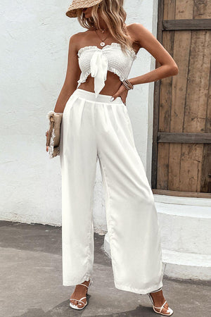 Good Times Tube Top and Wide Leg White Pants Set - MXSTUDIO.COM