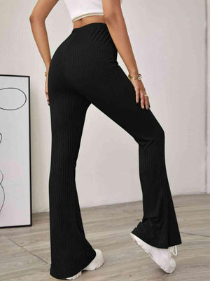 Good To Start High Waist Ribbed Flare Pants - MXSTUDIO.COM