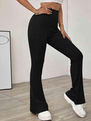 Good To Start High Waist Ribbed Flare Pants - MXSTUDIO.COM