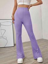 Good To Start High Waist Ribbed Flare Pants - MXSTUDIO.COM