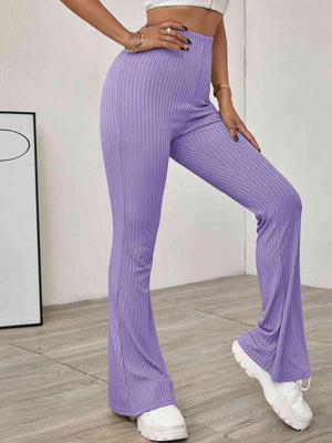 Good To Start High Waist Ribbed Flare Pants - MXSTUDIO.COM