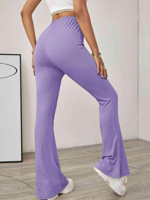 Good To Start High Waist Ribbed Flare Pants - MXSTUDIO.COM