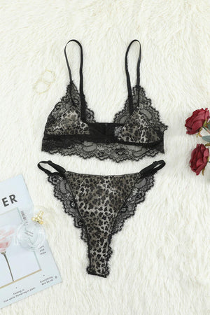 Gorgeous Leopard Print Spliced Bra Set - MXSTUDIO.COM