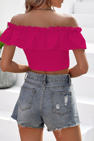 Gorgeous Ruffled Off Shoulder Crop Top - MXSTUDIO.COM