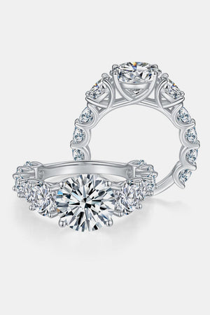 a white gold engagement ring set with a round brilliant cut diamond