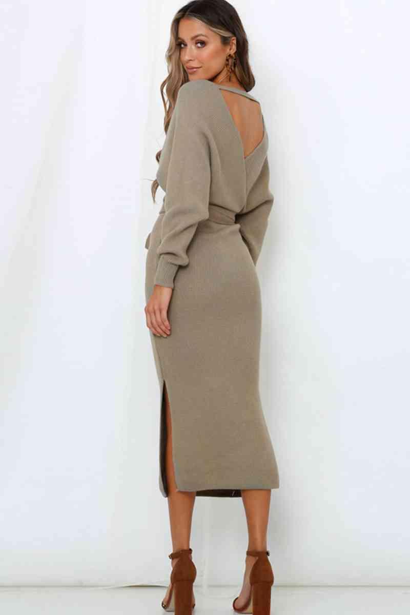 Gorgeous Warmth Long Sleeve Sweater Dress - MXSTUDIO.COM