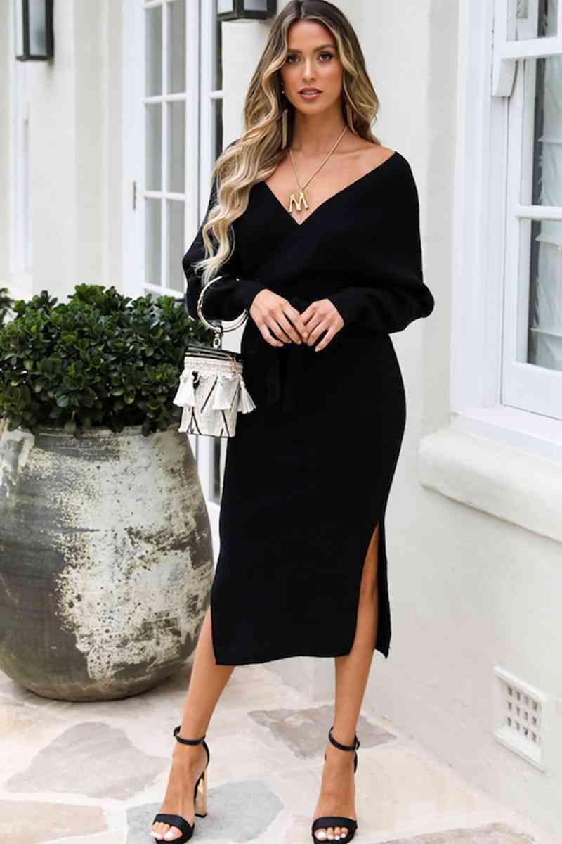 Gorgeous Warmth Long Sleeve Sweater Dress - MXSTUDIO.COM