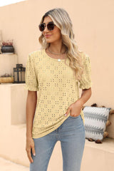 Grace And Simplicity Crew Neck Short Sleeve Blouse - MXSTUDIO.COM