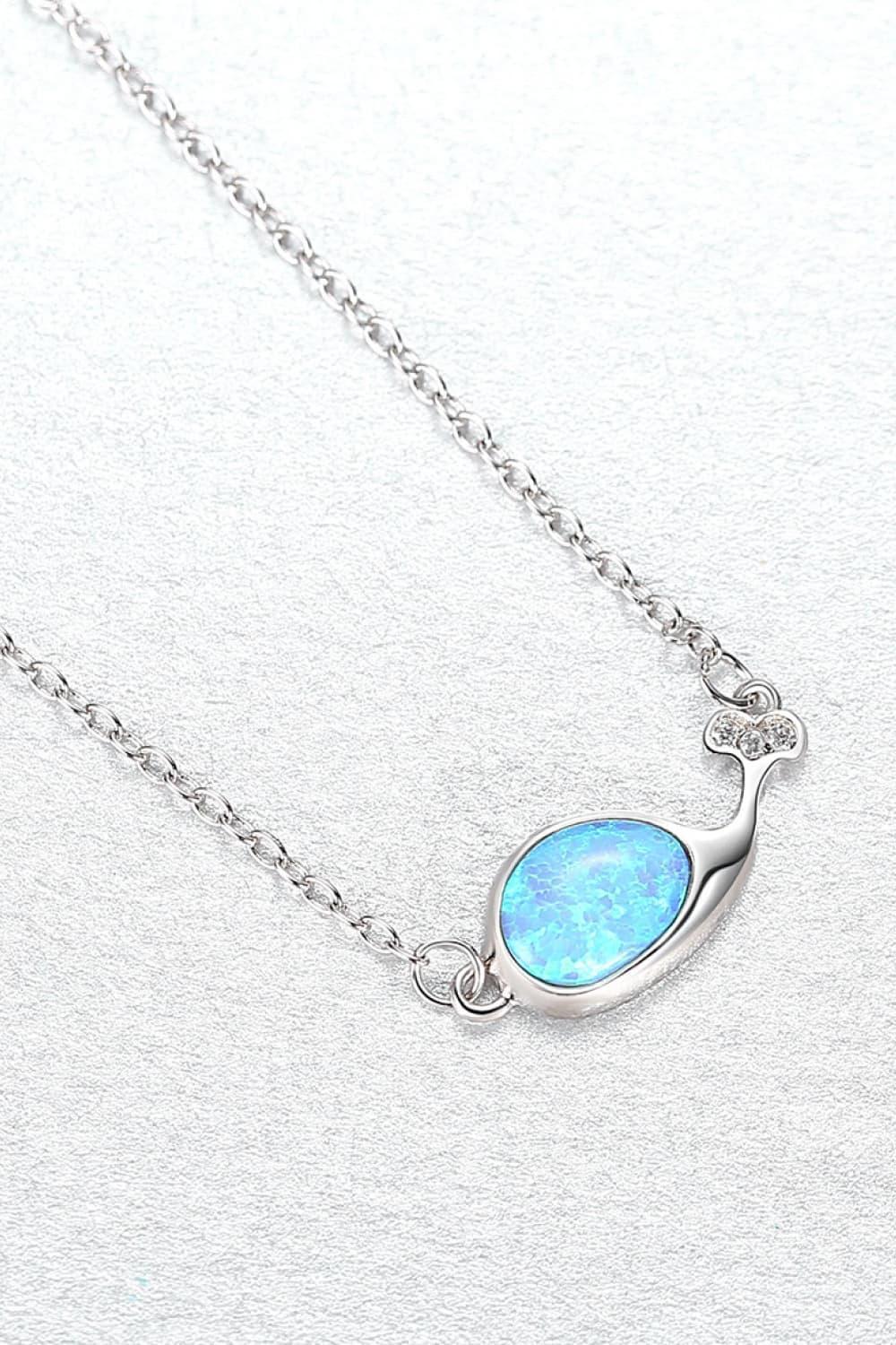 Graceful Aspect Pastel Blue Dolphin Opal Necklace - MXSTUDIO.COM