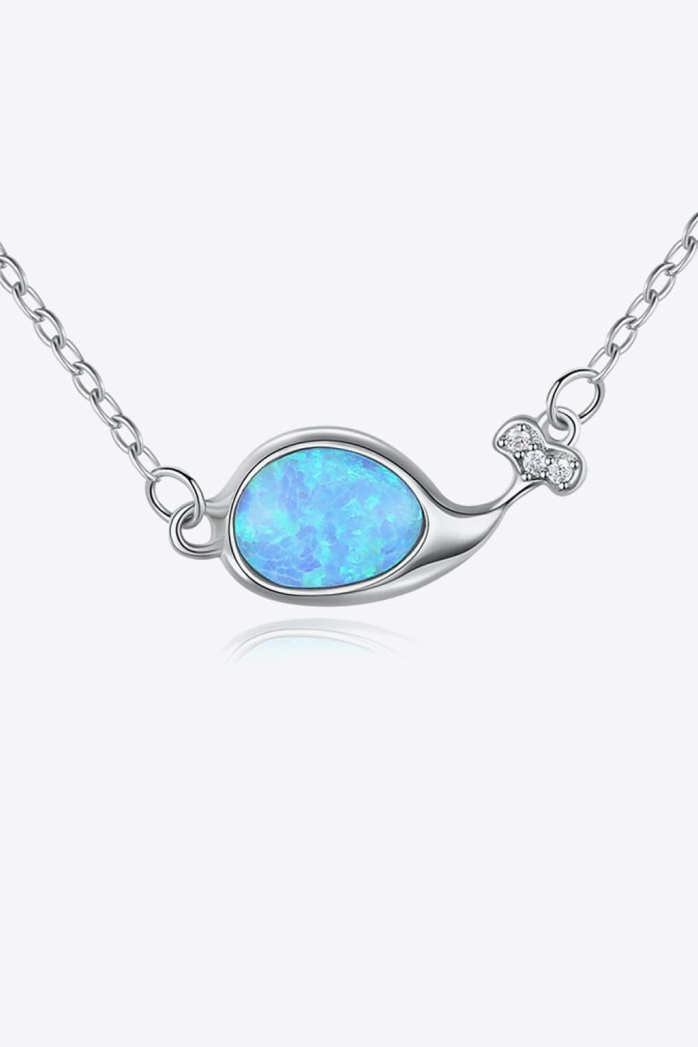 Graceful Aspect Pastel Blue Dolphin Opal Necklace - MXSTUDIO.COM