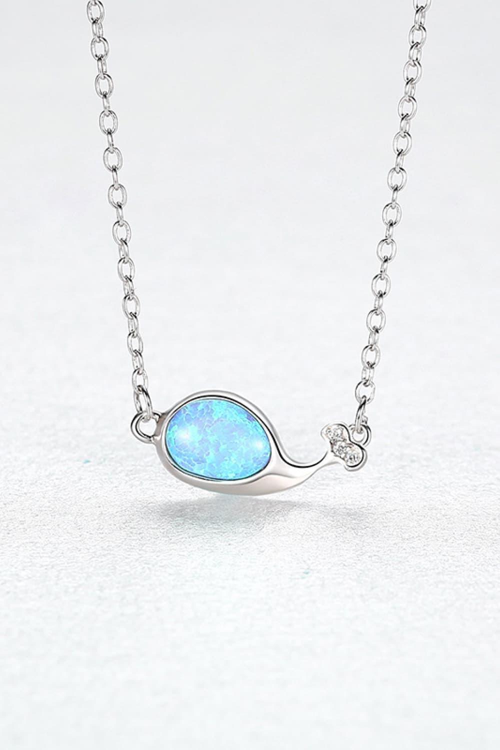 Graceful Aspect Pastel Blue Dolphin Opal Necklace - MXSTUDIO.COM